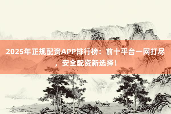2025年正规配资APP排行榜：前十平台一网打尽，安全配资新选择！
