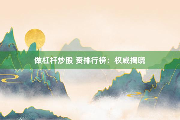 做杠杆炒股 资排行榜：权威揭晓