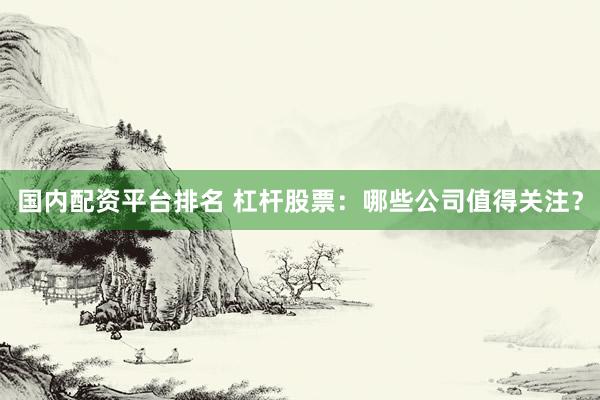 国内配资平台排名 杠杆股票：哪些公司值得关注？