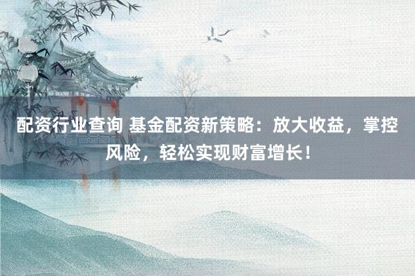 配资行业查询 基金配资新策略：放大收益，掌控风险，轻松实现财富增长！