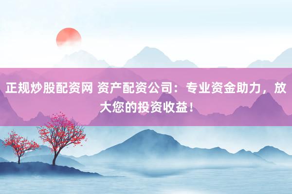 正规炒股配资网 资产配资公司:专业资金助力,放大您的投资收益!